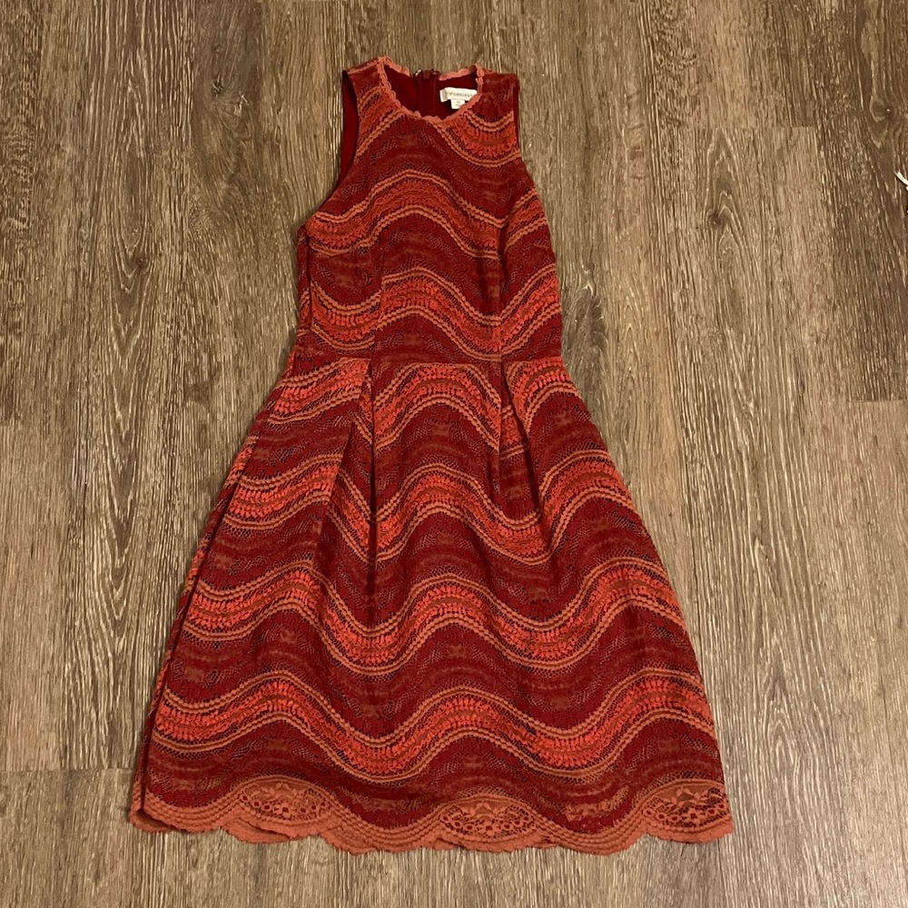 Francesca's Collections Red Wave Midi Dress